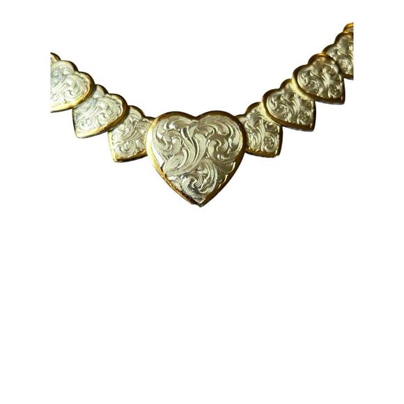 Vintage Montana Silversmiths Silver And Gold Hearts Choker Necklace Western - Picture 2 of 6